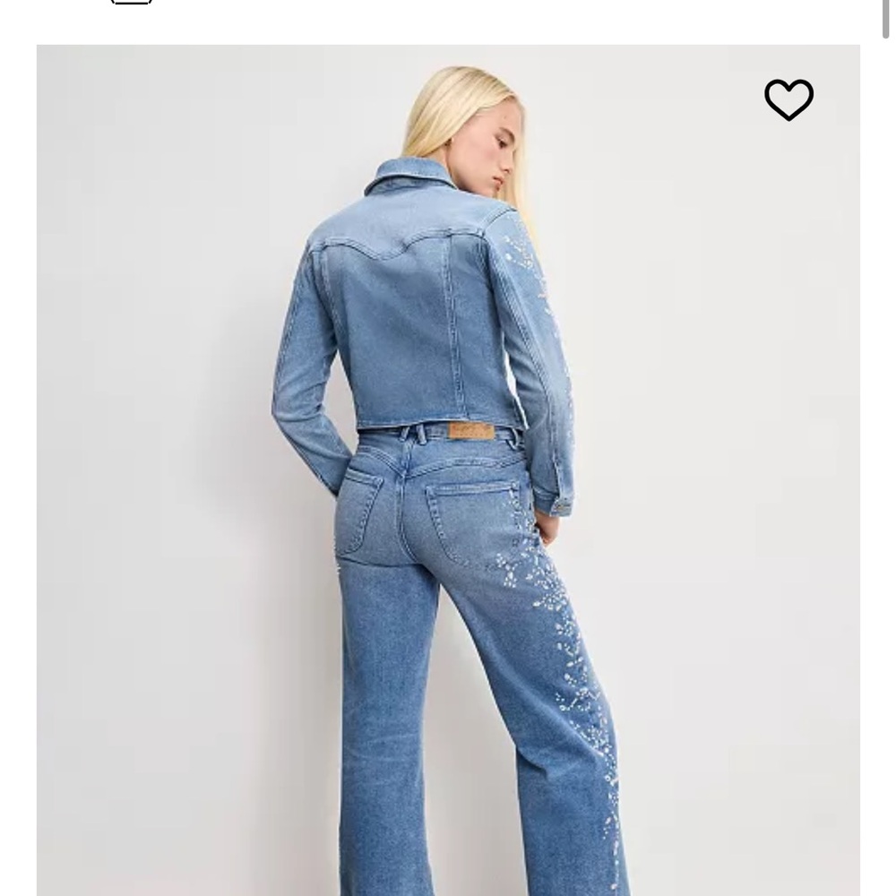 Good American Dolly Crystal Wide Leg Jeans - Picture 3 of 5